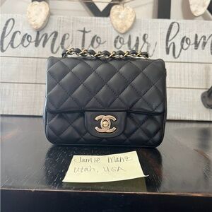 BNIB CHANEL MINI SQUARE BLACK LAMBSKIN W/ LGHW